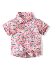 Boys Coconut Tree & Sail Boat Short Sleeves Shirt