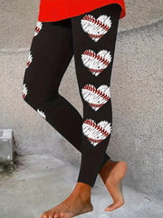  Heart Rugby Print High Rise Leggings