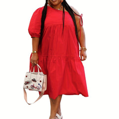  Casual Dress Plain Short Sleeve Asymmetric Stretch Dress