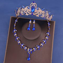 Girl's Crown Necklace Earrings Jewelry Set