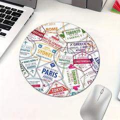 Colorful Aircraft Flight Destination Name Mouse Pad