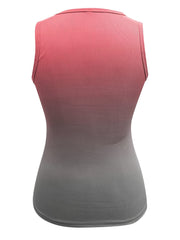 Ombre Print Ribbed Tank Top Plus Size Round Neck Casual Tank Top
