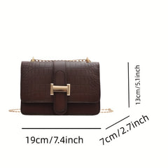 Crocodile Pattern Metal Chain Crossbody Bag PU Leather Underarm Bag Purse