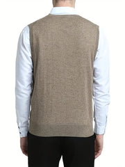 Vintage Style V Neck Button Up Cardigan Vest for Men