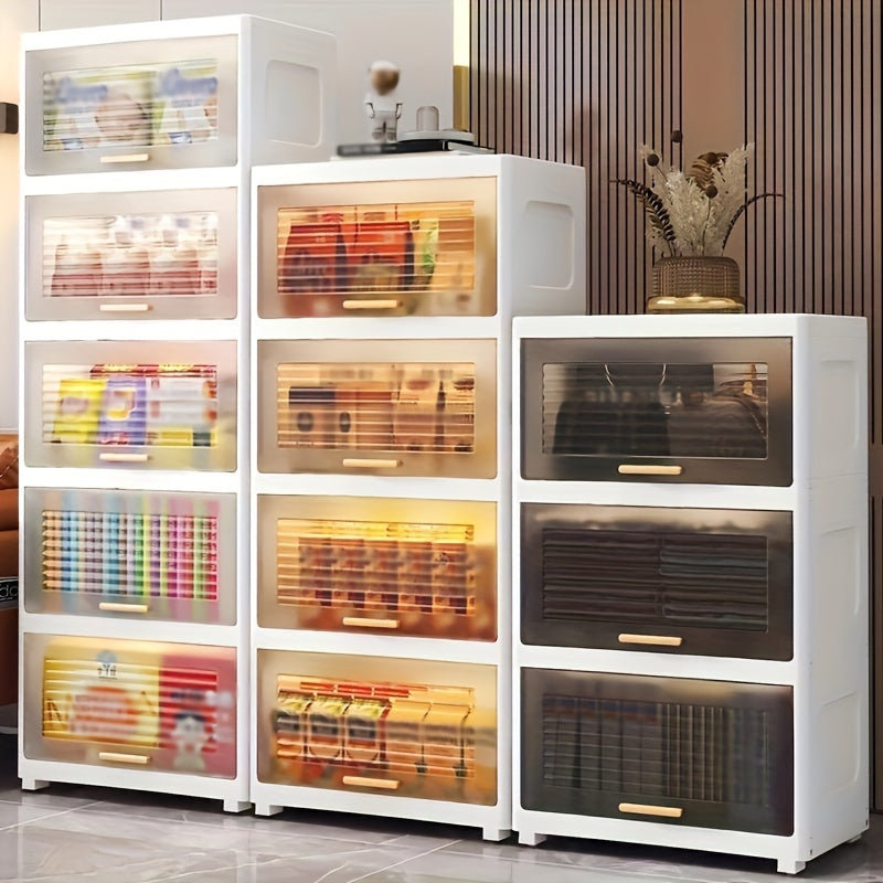 Clear Drawers Flip Open Storage Bins Plastic Organizer