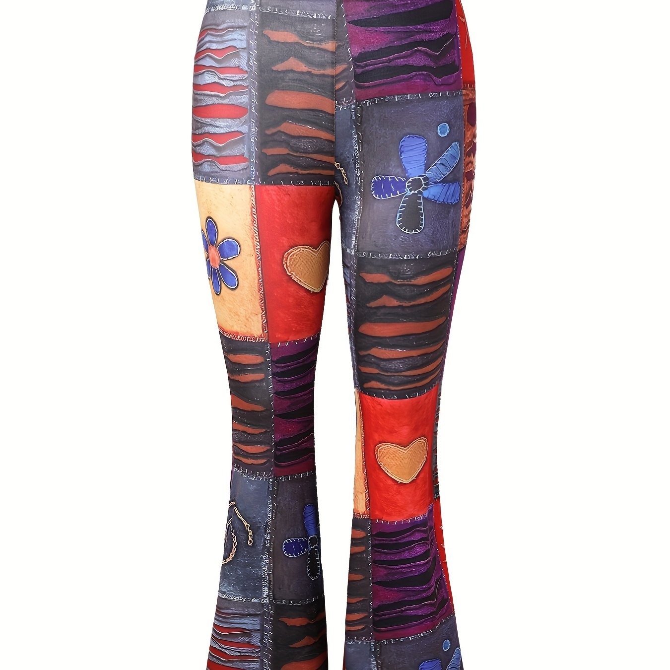  Boho Colorblock Flare Leg Pants