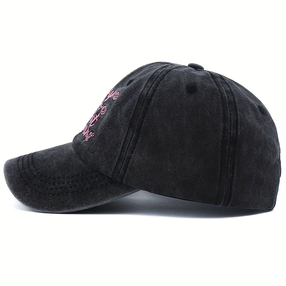 Vintage Letter Embroidered Baseball Cap Washed Distressed Dad Hat