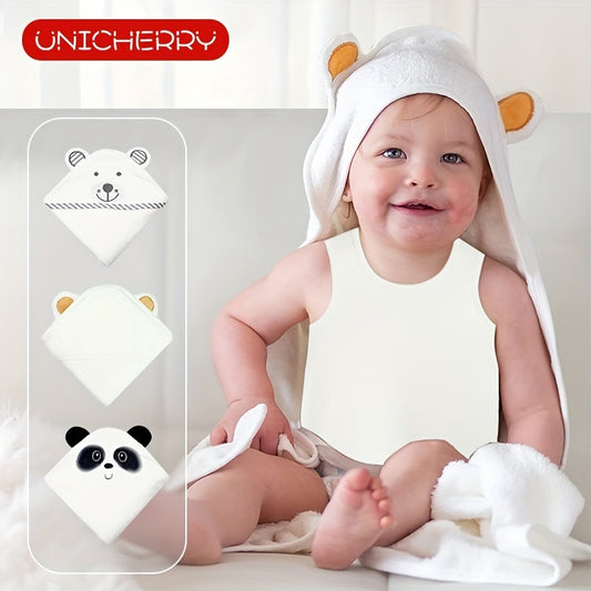 Hooded Baby Towels Soft Coral Fleece Bath Towel With Bear Ears