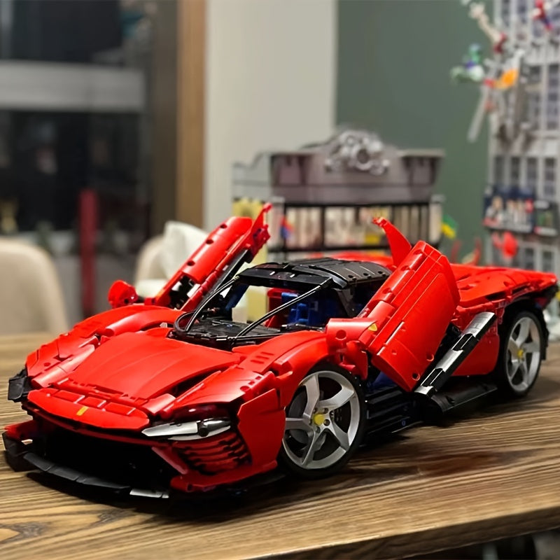 3778pcs Technicial Red Racing Car Building Blocks 1 8 SP3 Supercar Model
