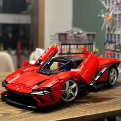 3778pcs Technicial Red Racing Car Building Blocks 1 8 SP3 Supercar Model