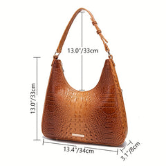 Crocodile Pattern Leather Handbag Ombre Shoulder Purse