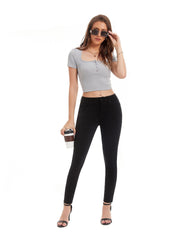  Button Fly High Rise Skinny Jeans