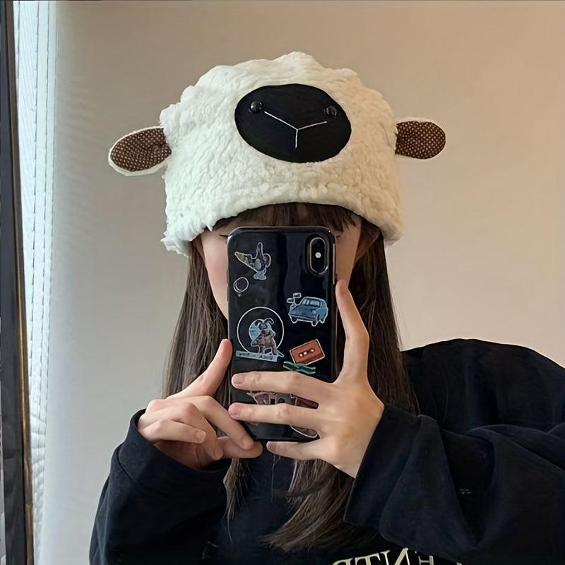 Sheep Ear Plush Beanie Warm Fisherman Hat for Winter