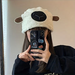 Sheep Ear Plush Beanie Warm Fisherman Hat for Winter