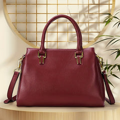 Women's Leather Shoulder Bag Crossbody Handbag with Golden Tone Hardware