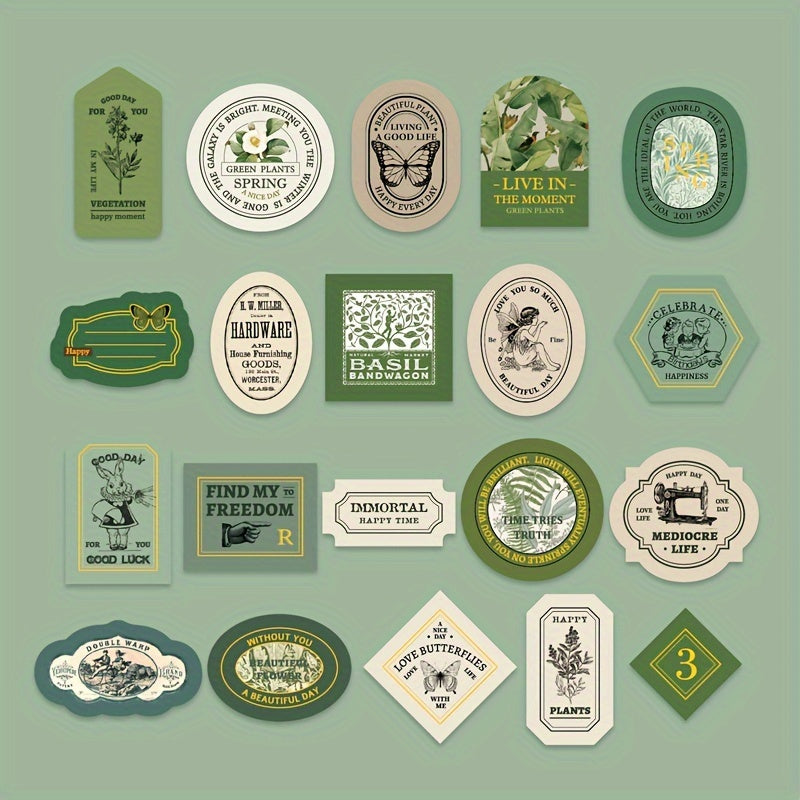 40 Bronzing Boxed Stickers, Light Retro Seal Stickers, Hand Writable