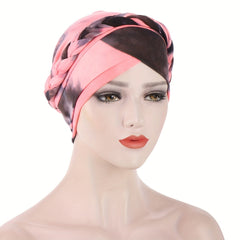 Tie Dye Knotted Turban Beanies Braid Head Scarf Chemo Cap