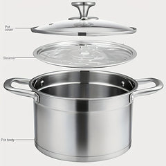 8.66'' Stainless Steel Saucepan 5L With Glass Cover