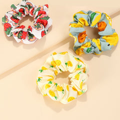 6pcs Fruit Print Scrunchies Hair Rope Elastic Band Headwear Hair Accessories