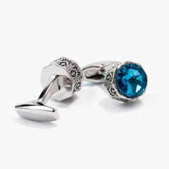Colorful Crystal Hexagonal Cufflinks Retro Cuff Links For Men