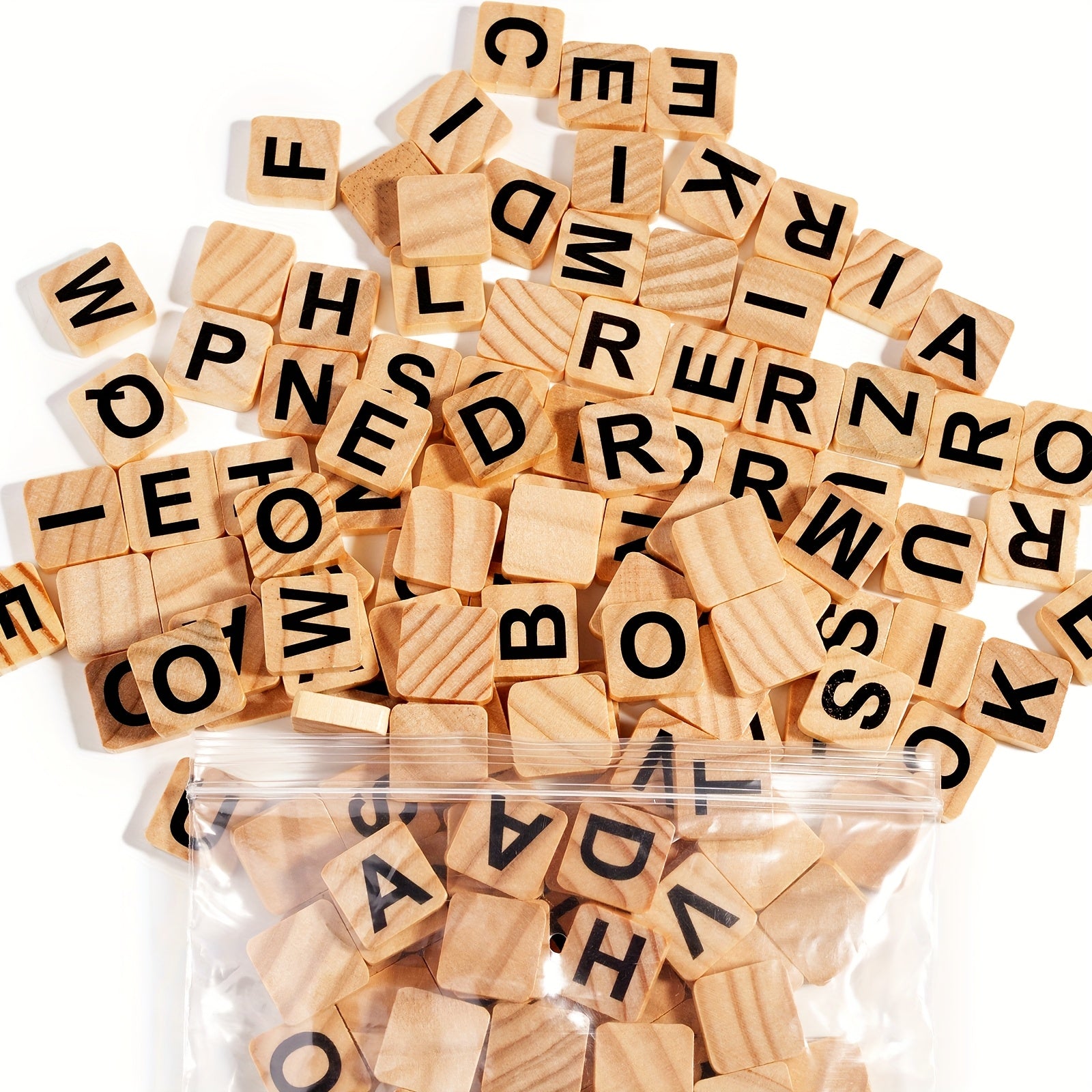Wooden Alphabet Letter Tiles Set Educational Spelling Toy