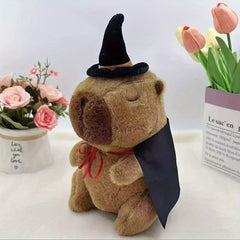 Capybara Plush Toy with Bat Cape & Witch Hat