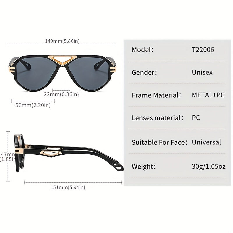 Top Bar Aviator Sunglasses UV400 Hollow Temple Glasses Retro Casual Eyewear