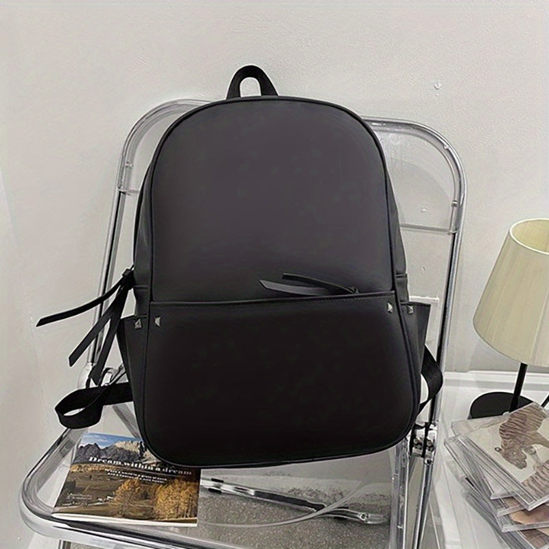 Minimalist Solid Backpack PU Leather Laptop Computer Backpack
