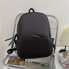 Minimalist Solid Backpack PU Leather Laptop Computer Backpack