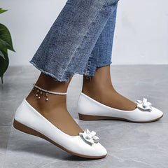 Women's Bowknot Flats Pointed Toe Slip On Shoes