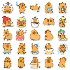 50pcs Capybara Vinyl Stickers Reusable PVC Decals Whimsical Designs