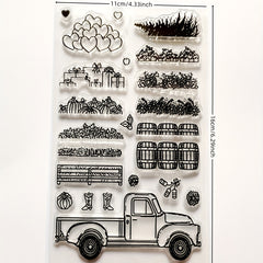 Christmas Truck Creative Painting Tools Silicone Transparent Stamp