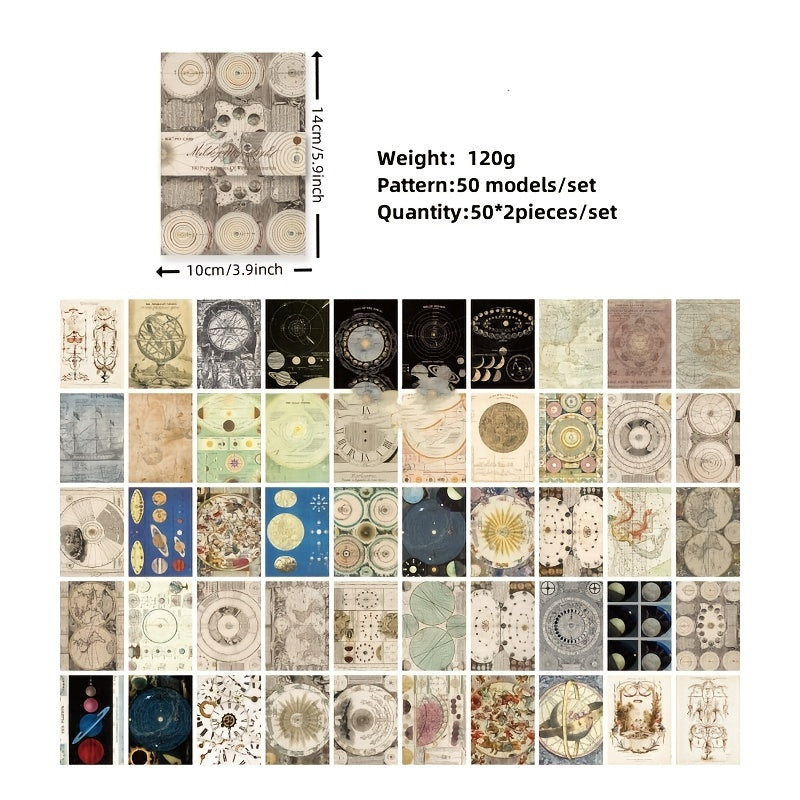 100 Sheets Retro Circle Elements Stationery Stickers Set