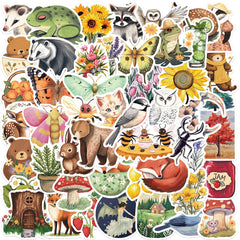 50pcs Cartoon Mystery Forest Stickers for Water Bottles Suitcases Laptops