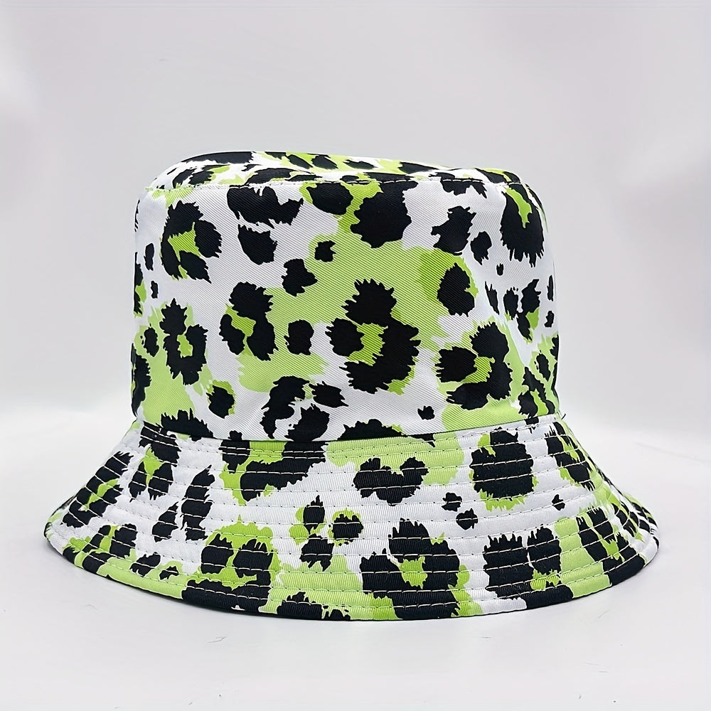 Leopard Print Bucket Hat Reversible Sunscreen Cap Fisherman Cap
