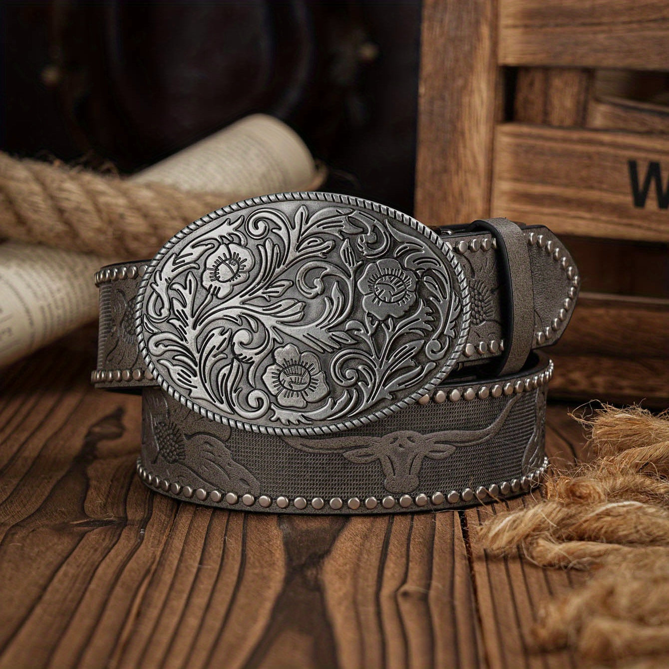 Vintage Pattern Buckle PU Leather Belt For Men