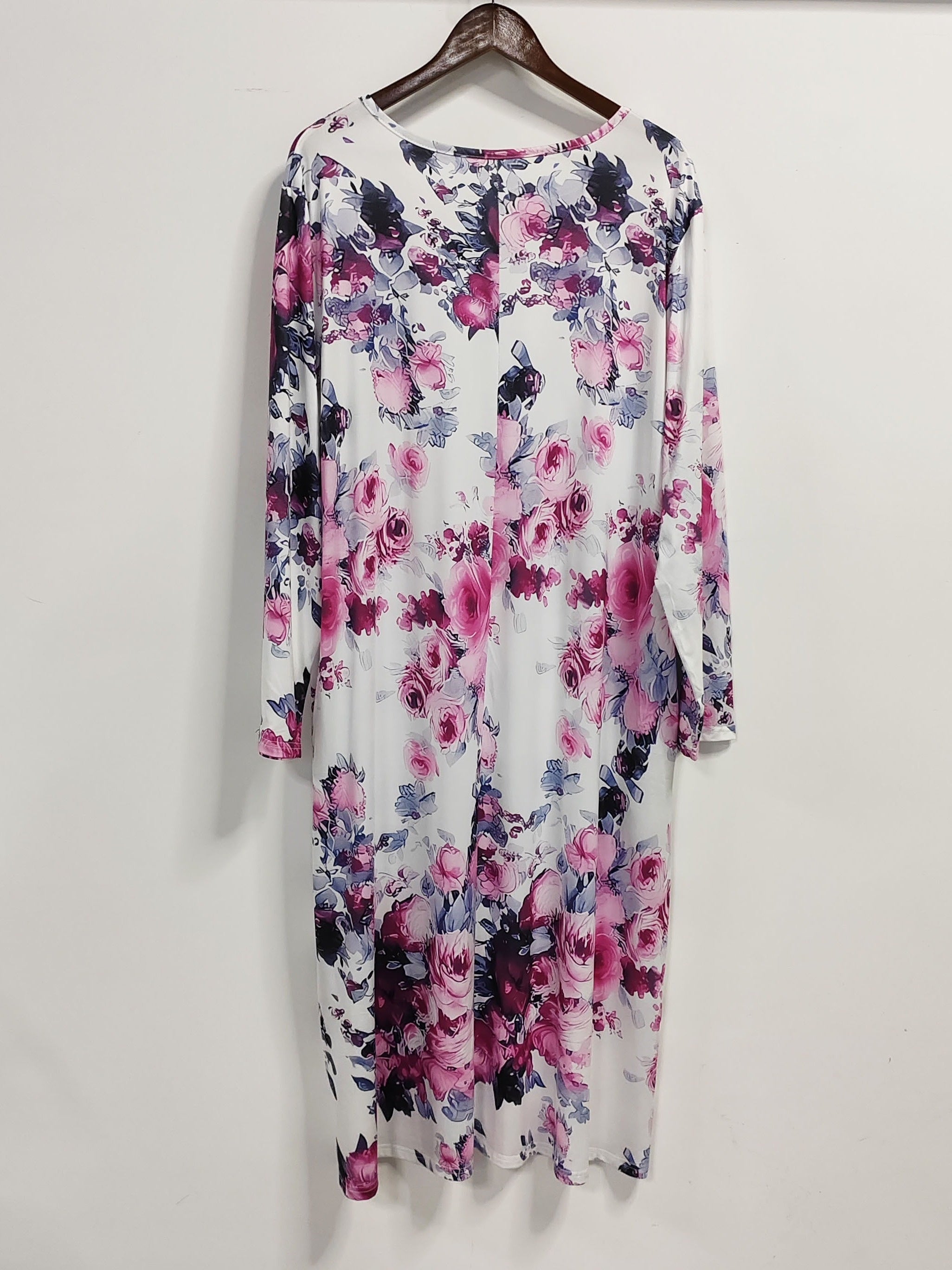  Floral Print Long Sleeve Dress With Pockets