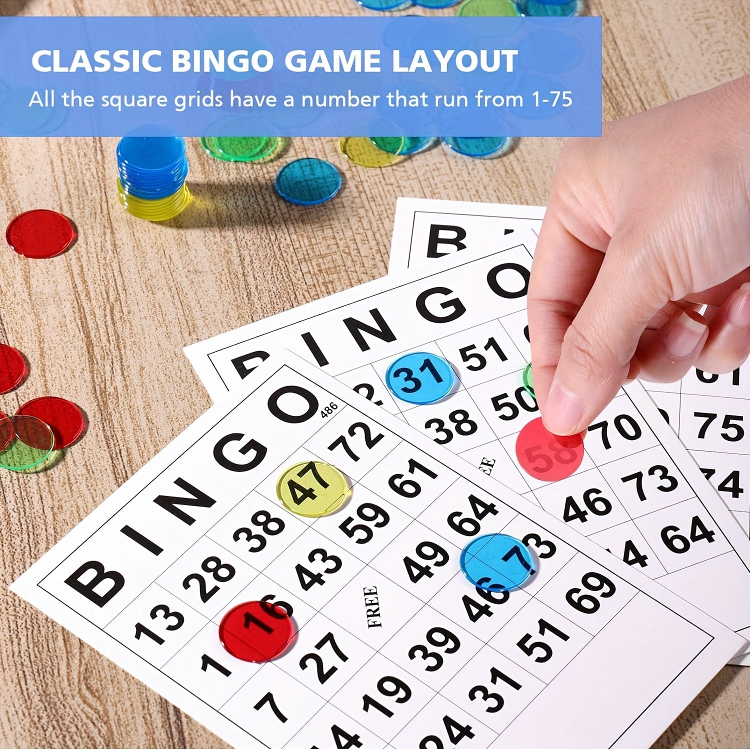 60Pcs Bingo Paper Game Cards Family Bingo Game Card With Unique Numbers