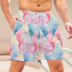 Men's Hawaiian Beach Board Shorts Striped Swim Trunks