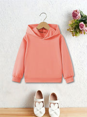 Kids Solid Hooded Sweatshirt, Comfortable & Versatile