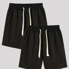 Men's Casual Solid Elastic Waist Drawstring Shorts for Summer