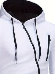 Men's Casual Zip Hoodie & Drawstring Sweatpants Set for Fall Winter