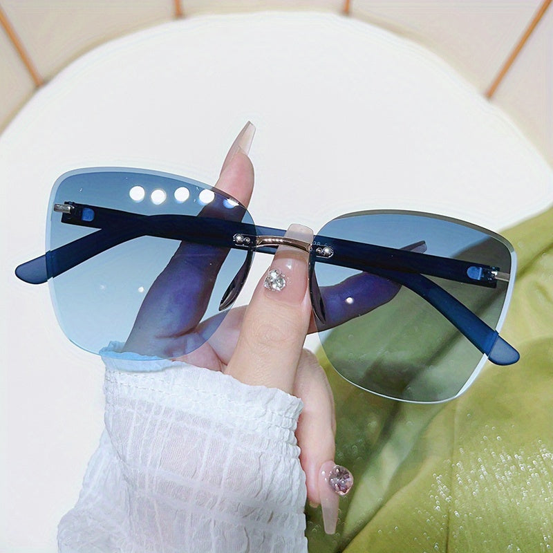 Square Rimless Sunglasses UV400 Sun Shades