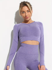Women's Long Sleeve Crop Top Moisture Wicking Sports Shirt