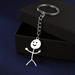 Funny Man Keychain Titanium Steel Couple Gift Keyring