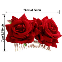 Rose Flower Side Comb Barrette Wedding Hair Accessory