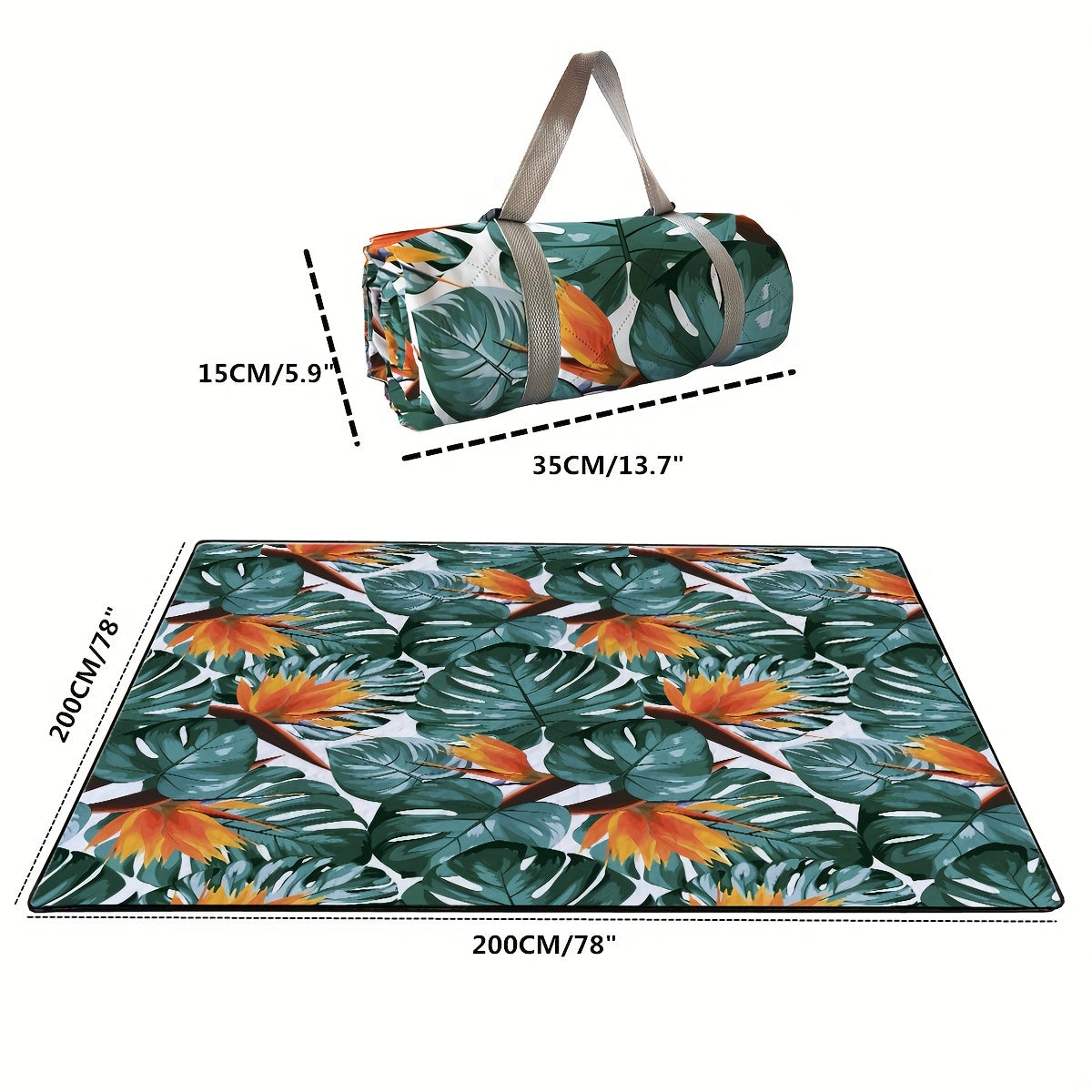 Classic 240T Printed Beach Mat Waterproof Foldable Outdoor Blanket