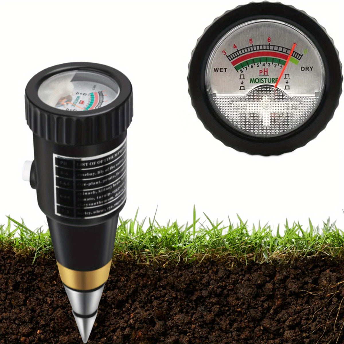 2-in-1 Soil PH Meter & Moisture Tester for Pot Plants