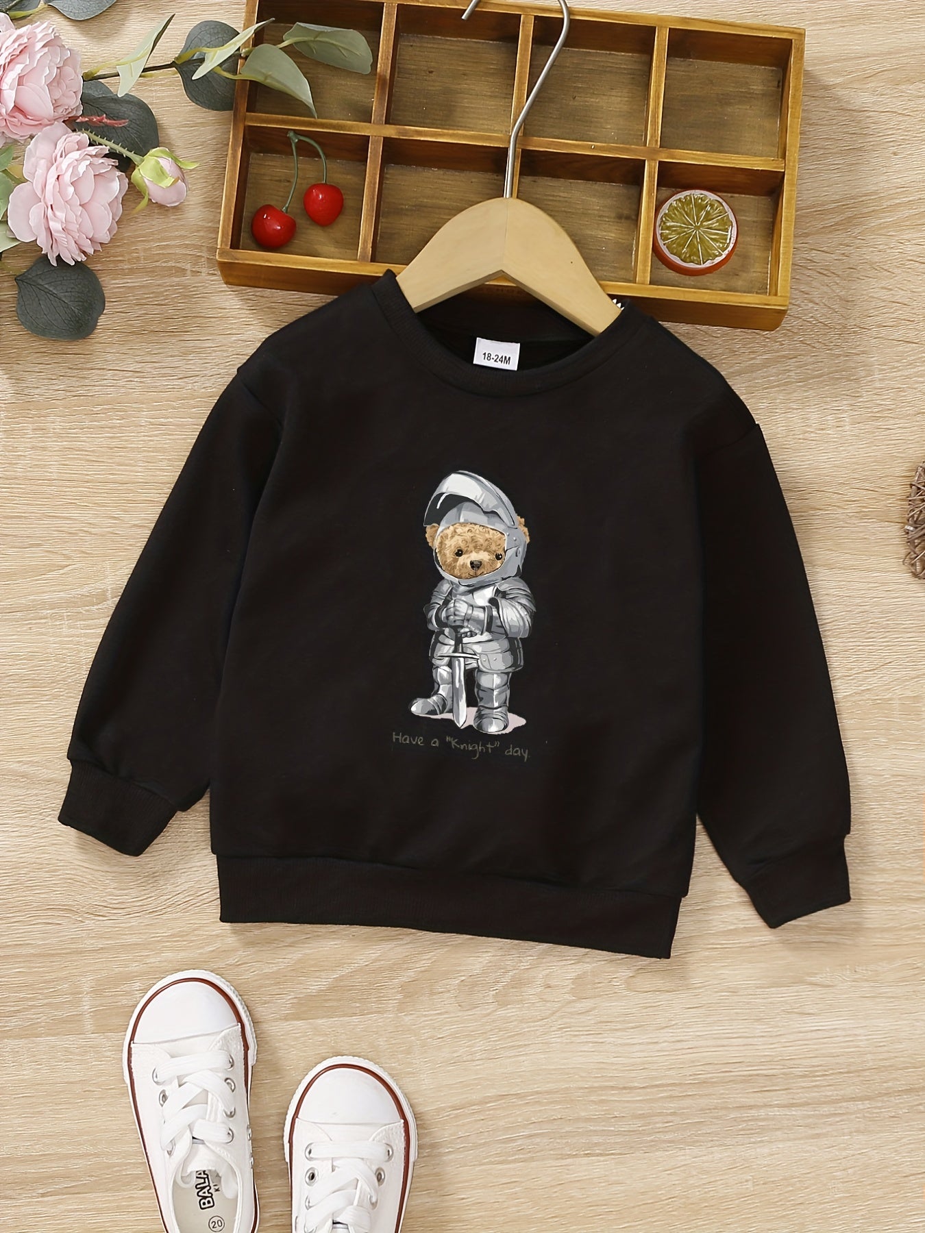 Boys Letter Print Crew Neck Sweatshirt Long Sleeve Top