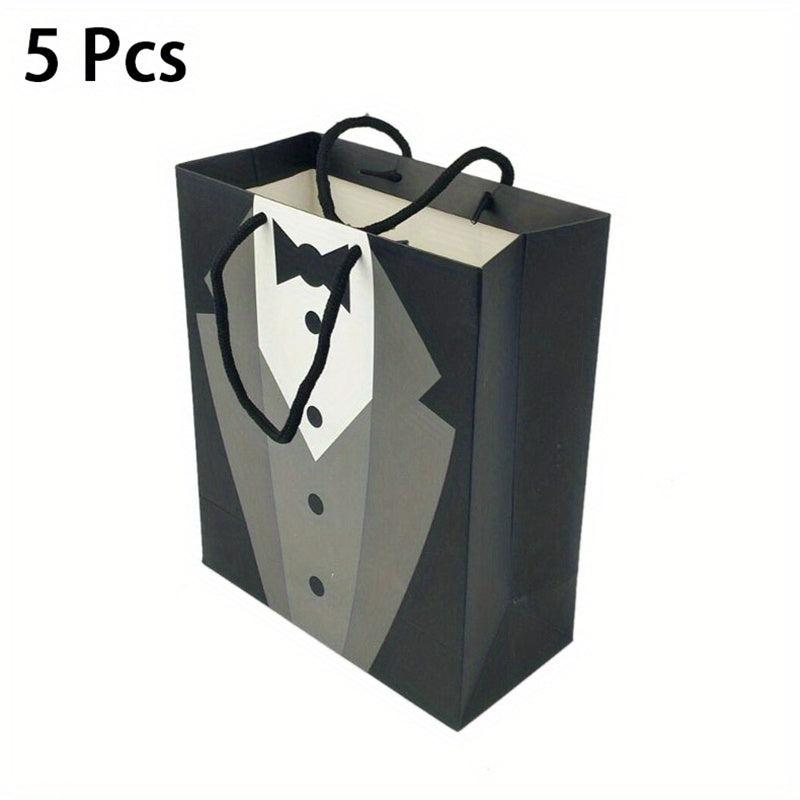 3D Tuxedo Satin Bow Tie Gift Bags for Wedding Groomsmen